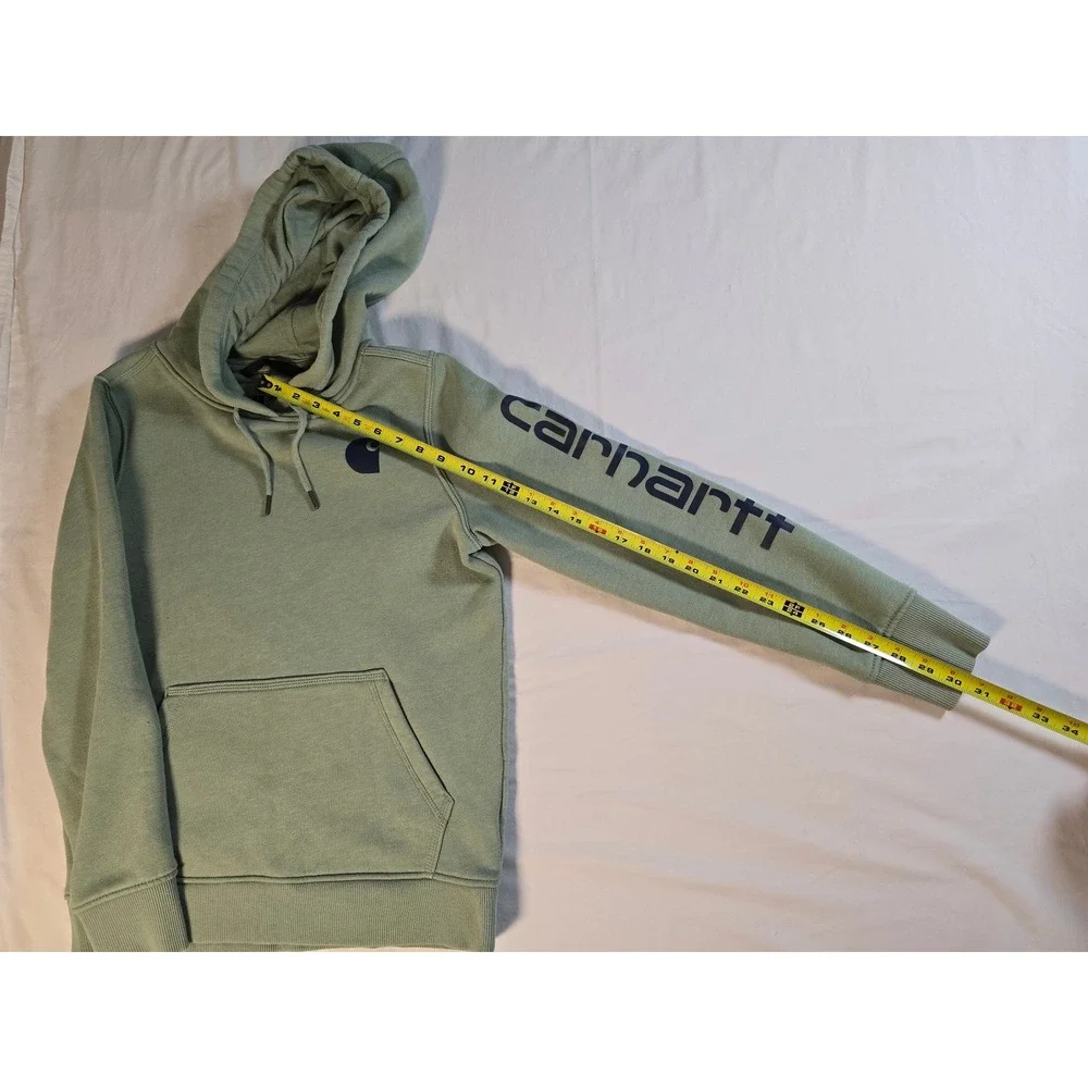Carhartt Womens Relaxed Fit Graphic Sleeve Hoodie Sage Green TS0288-W Small - Picture 8 of 9
